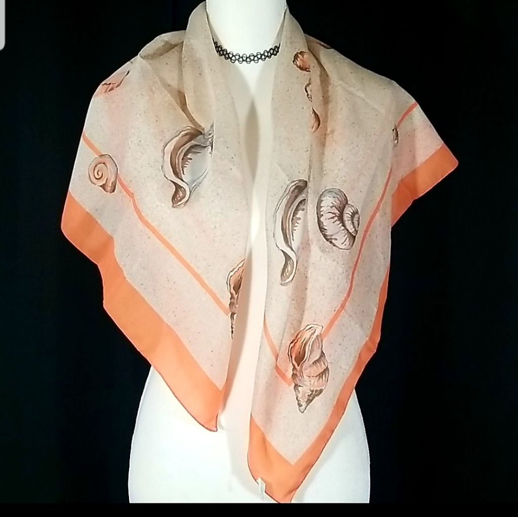 Avon Square Kerchief Shells Pattern, Polyester